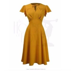 House of Foxy "Grable" mustard plus size dress
